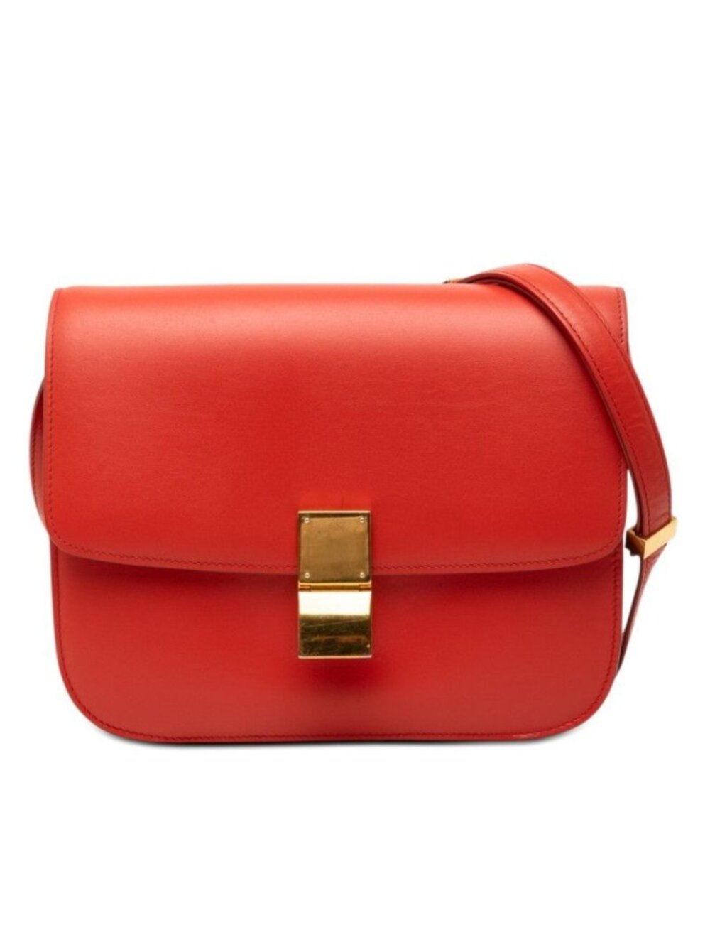 Celine Classic Box Crossbody Shoulder Bag Orange Leather